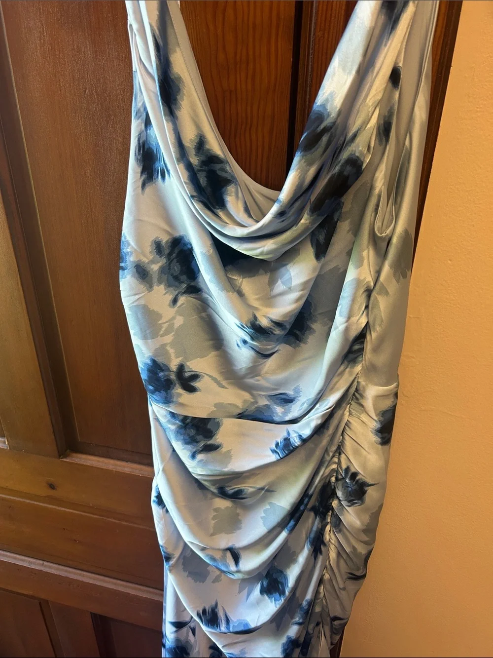 Abercrombie & Fitch Blue and Navy Floral Cowl Maxi Dress